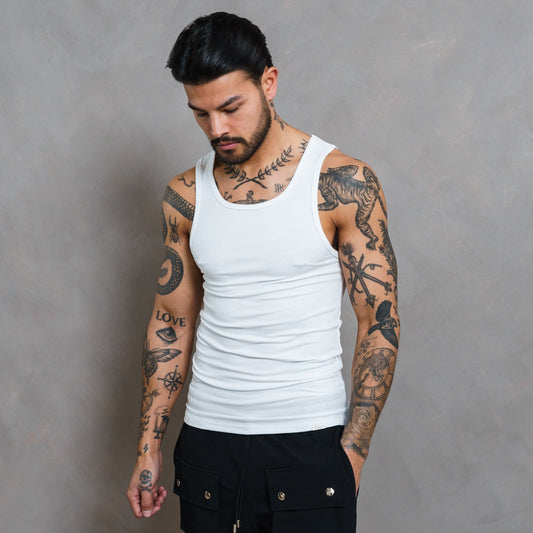 Fitted Muscle Vest - White
