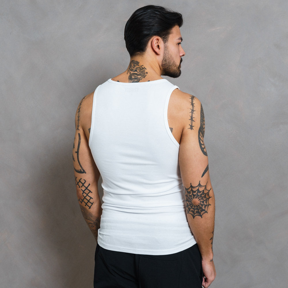 Fitted Muscle Vest - White