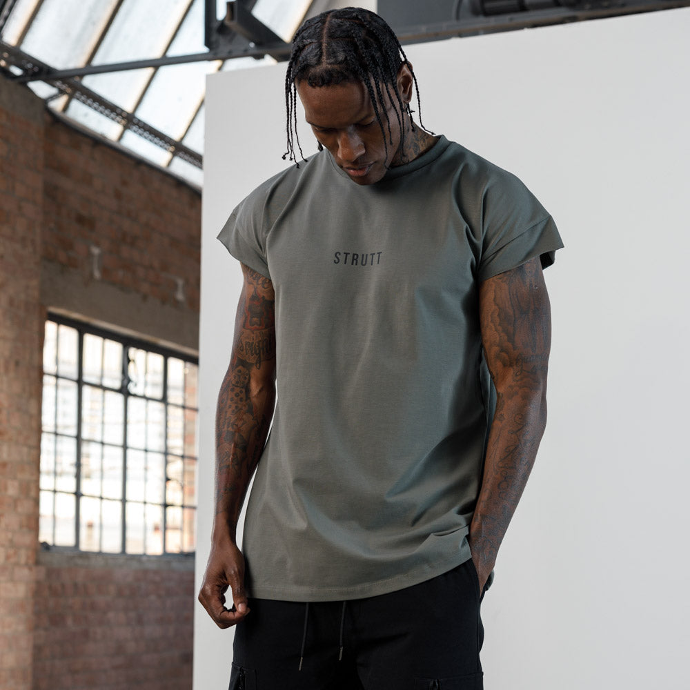 Mineral Capped Sleeve T-Shirt - Dusty Olive