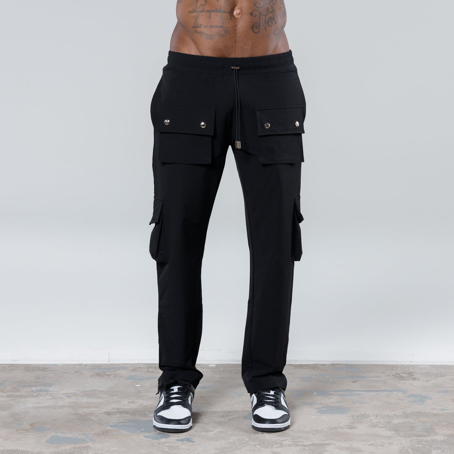 Snap Pocket Cargo Pants - Black