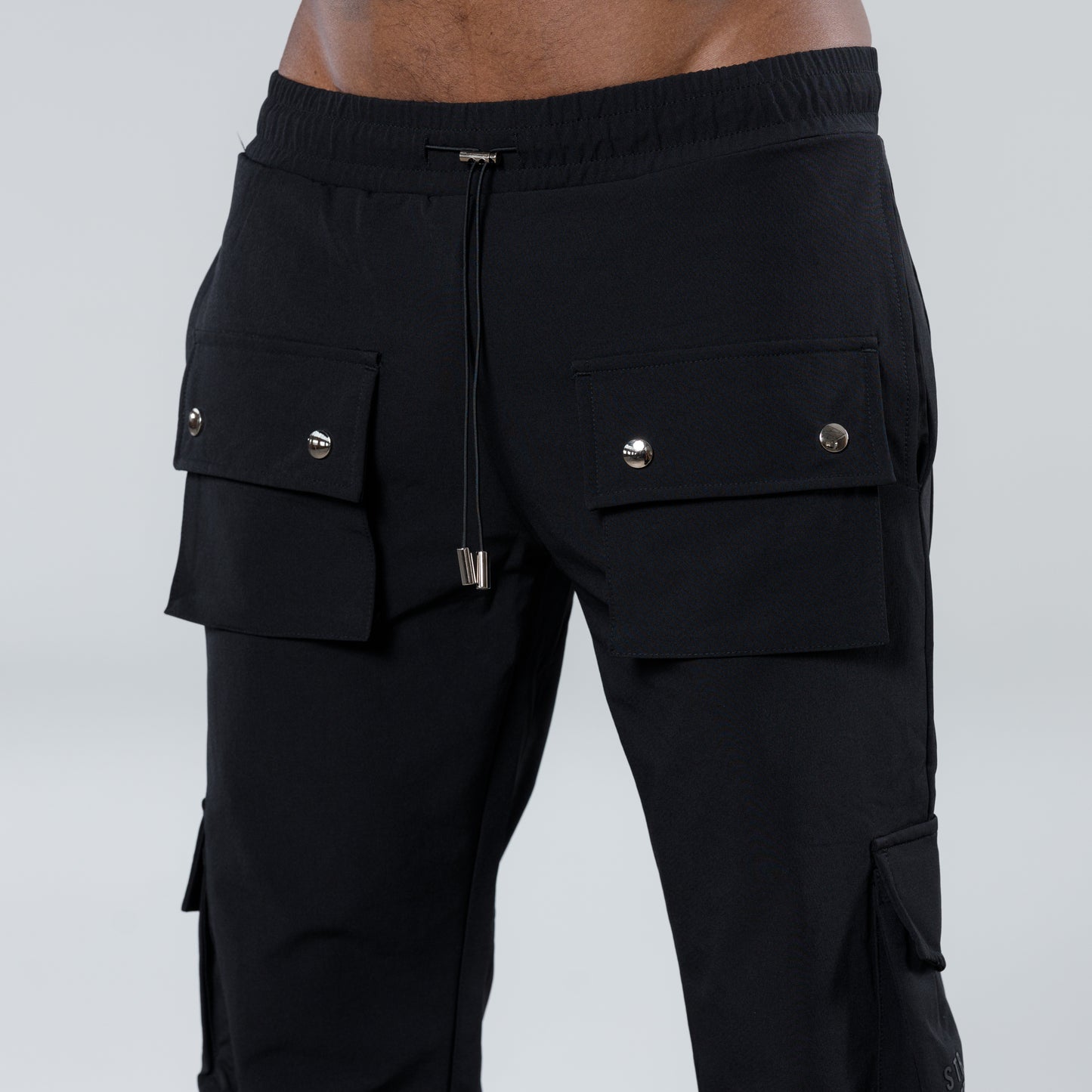 Snap Pocket Cargo Pants - Black
