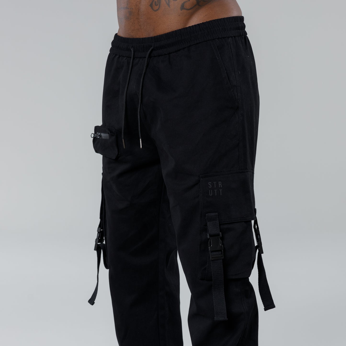 Tapered Combat Cargo Pants - Black